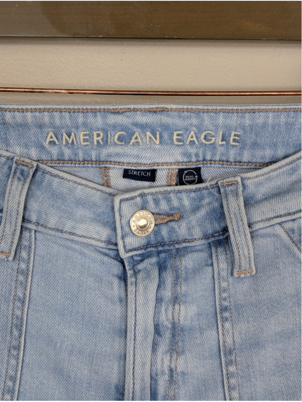 American Eagle 0 Dreamy Drape Super Hi Rise Baggy Wide Leg Jeans Stretch AE - Picture 2 of 13